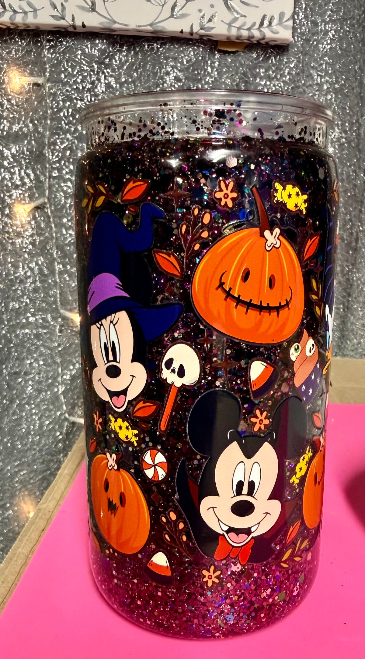16 oz Mickey Halloween Suspended Glitter