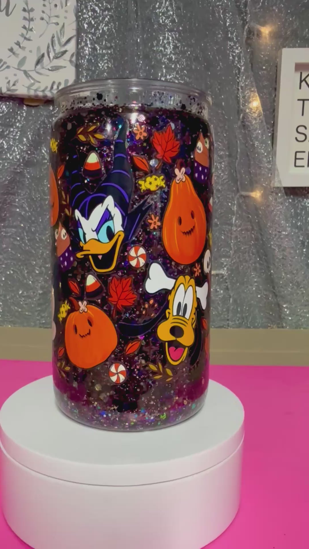 16 oz Mickey Halloween Suspended Glitter
